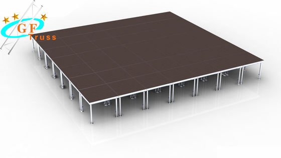 स्क्वायर स्टील एल्यूमिनियम स्टेज ट्रस प्लेटफ़ॉर्म पोर्टेबल मोबाइल कॉन्सर्ट स्टेज